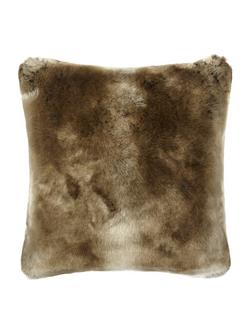 John Lewis Faux Fur Cushion, Golden Brown