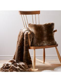 John Lewis Faux Fur Cushion - view 2, Golden Brown