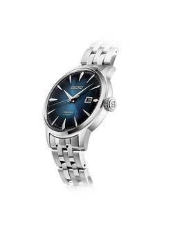 Seiko SRPB41J1 Men's Presage Automatic Date Bracelet Strap Watch, Silver/Blue - view 2, Silver/Blue