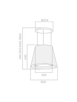 Elica Juno Iconic Pendant Cooker Hood - view 2, Black