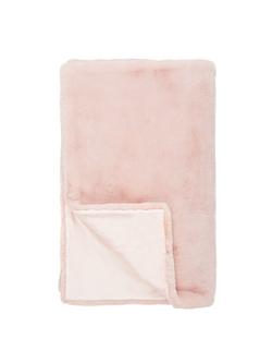 John Lewis Faux Fur Throw, Soft Pink