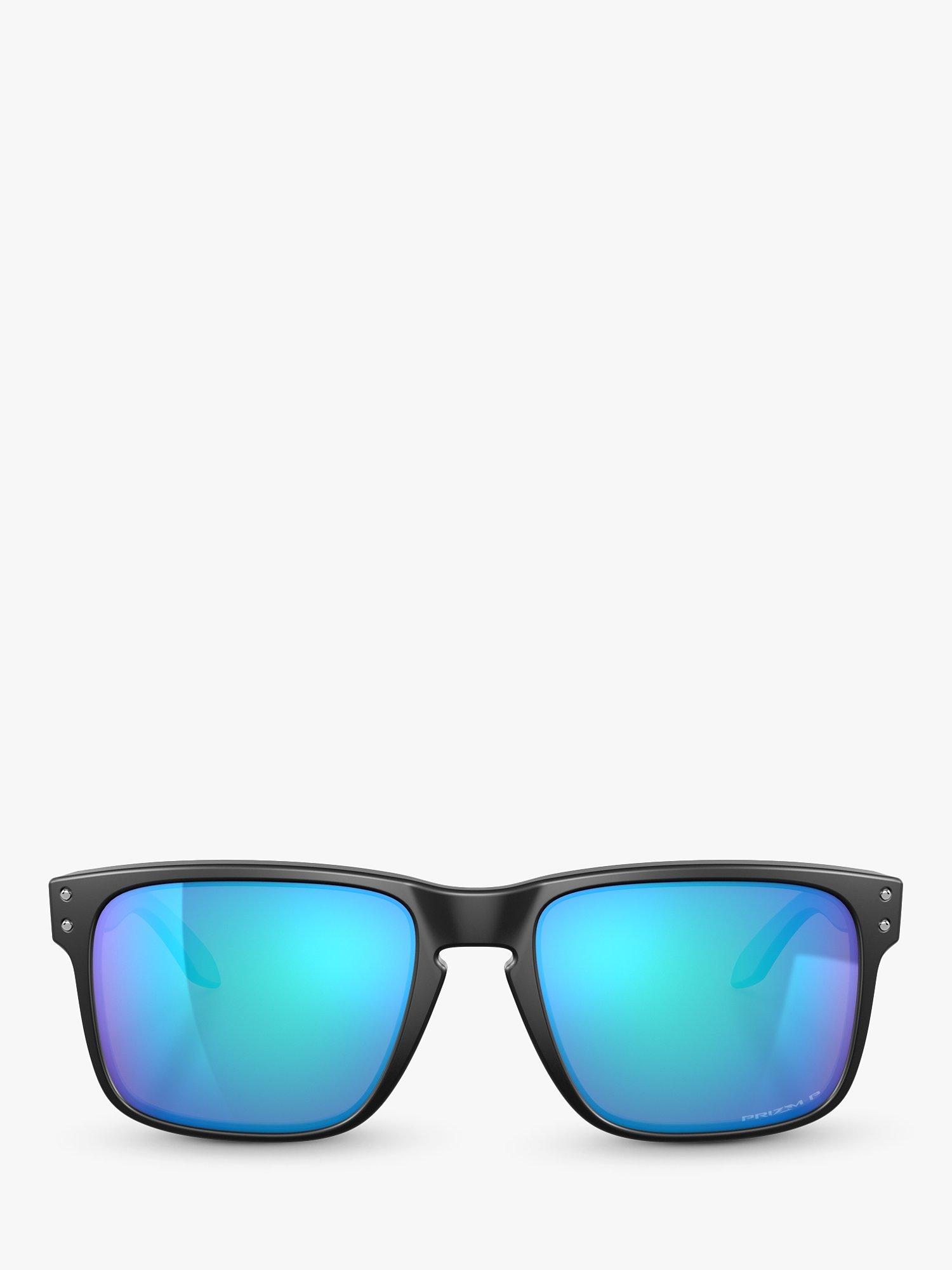 Product image 2 of 9, which shows Oakley OO9102 Men's Holbrook Prizm Polarised Square Sunglasses, Black/Mirror Blue