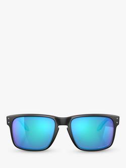 Oakley OO9102 Men's Holbrook Prizm Polarised Square Sunglasses - view 2, Black/Mirror Blue