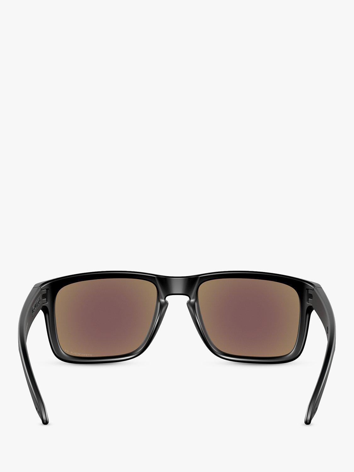 Product image 4 of 9, which shows Oakley OO9102 Men's Holbrook Prizm Polarised Square Sunglasses, Black/Mirror Blue