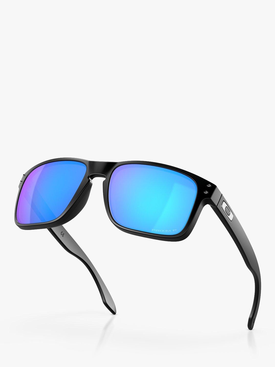 Product image 6 of 9, which shows Oakley OO9102 Men's Holbrook Prizm Polarised Square Sunglasses, Black/Mirror Blue