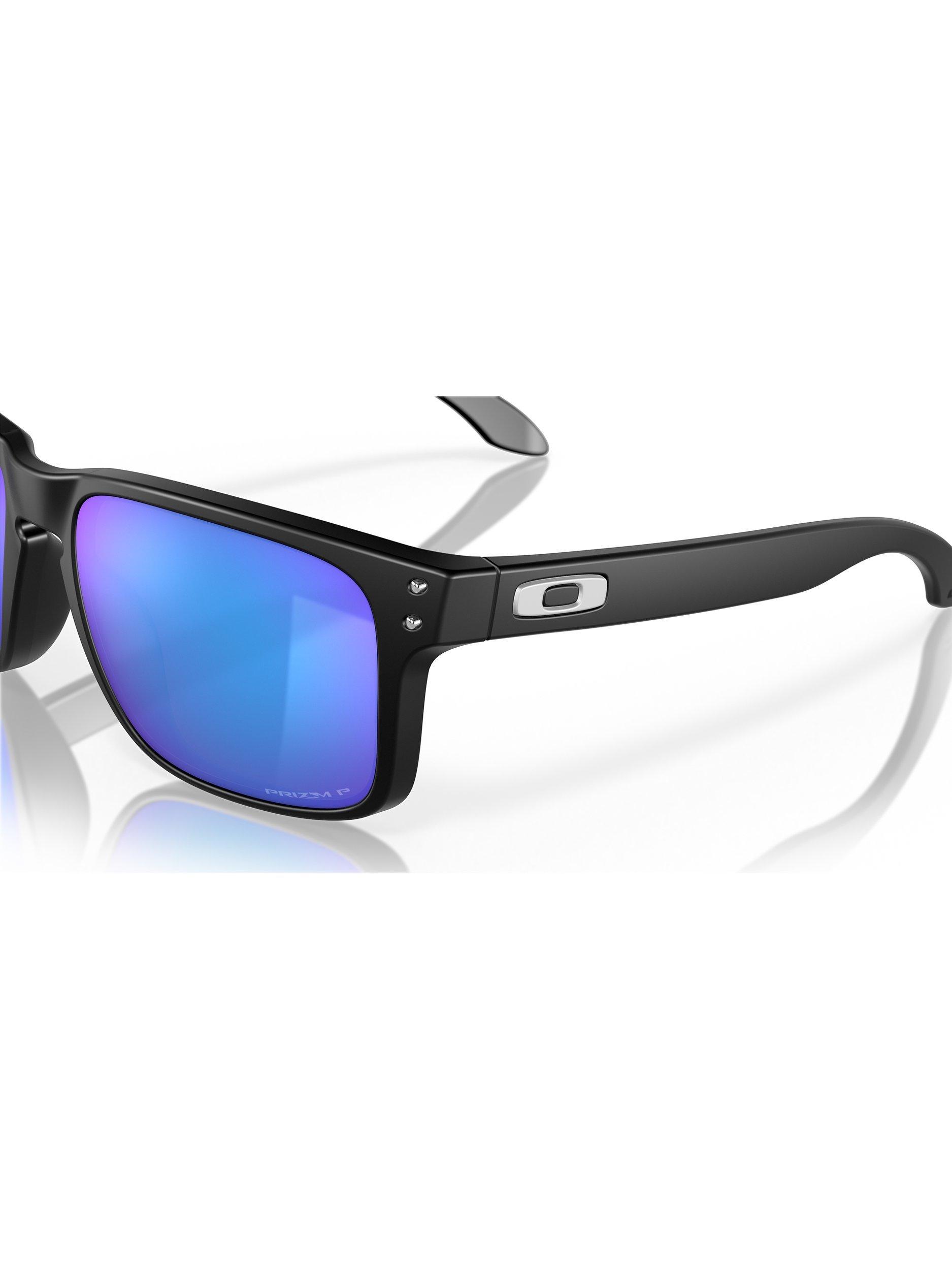 Product image 8 of 9, which shows Oakley OO9102 Men's Holbrook Prizm Polarised Square Sunglasses, Black/Mirror Blue