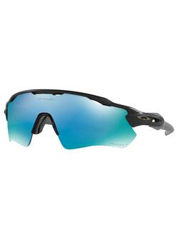 Oakley OO9208 Men's Radar EV Path Prizm Polarised Wrap Sunglasses, Black/Mirror Blue
