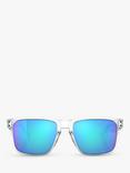 Oakley OO9417 Men's Holbrook XL Prizm Polarised Square Sunglasses, Clear/Mirror Blue