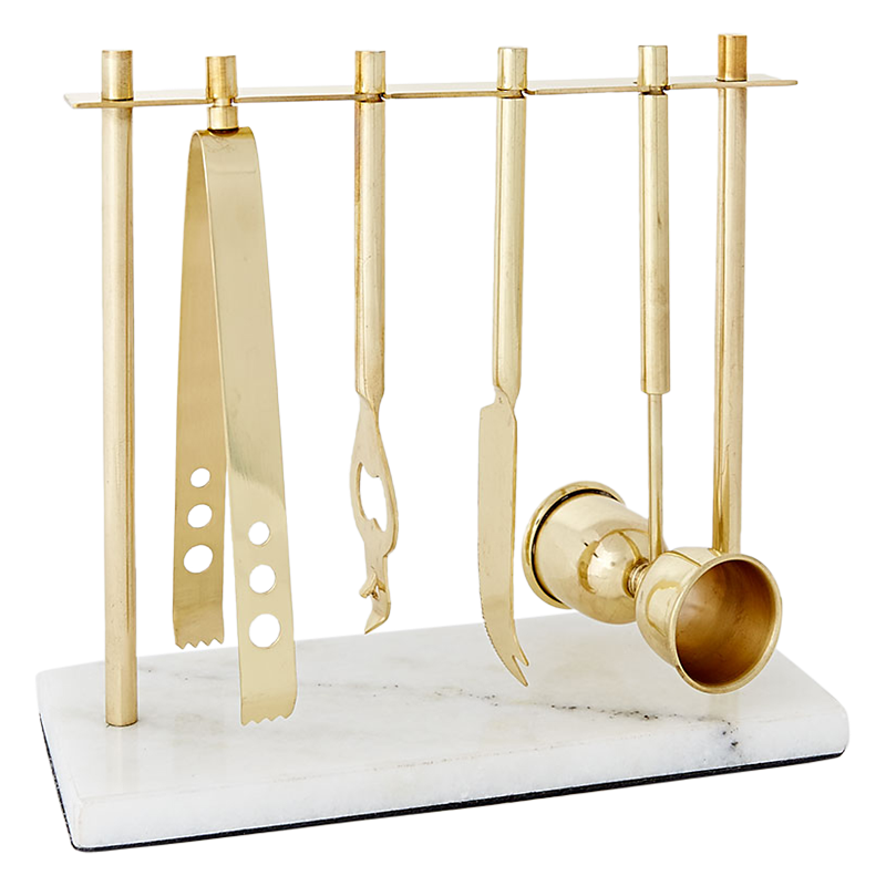 west elm Deco Barware Set, Gold/Marble