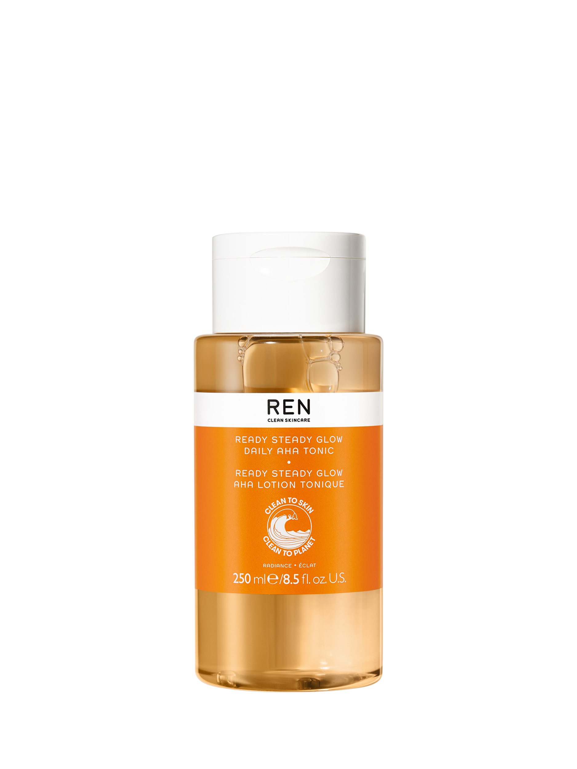 Product image 1 of 9, which shows REN Clean Skincare Ready Steady Glow Daily AHA Tonic, 250ml