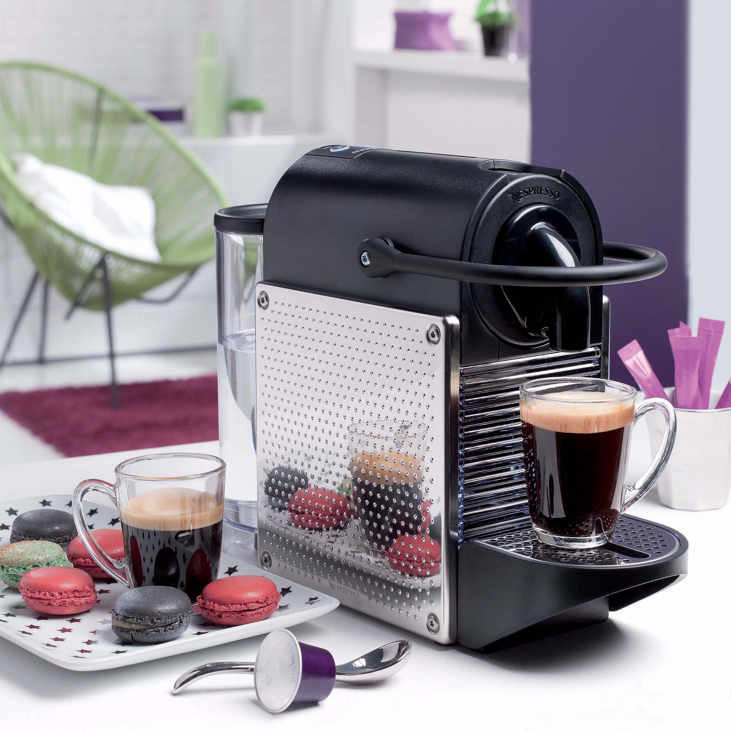 Nespresso Pixie Coffee Machine with Aeroccino by Magimix Steel