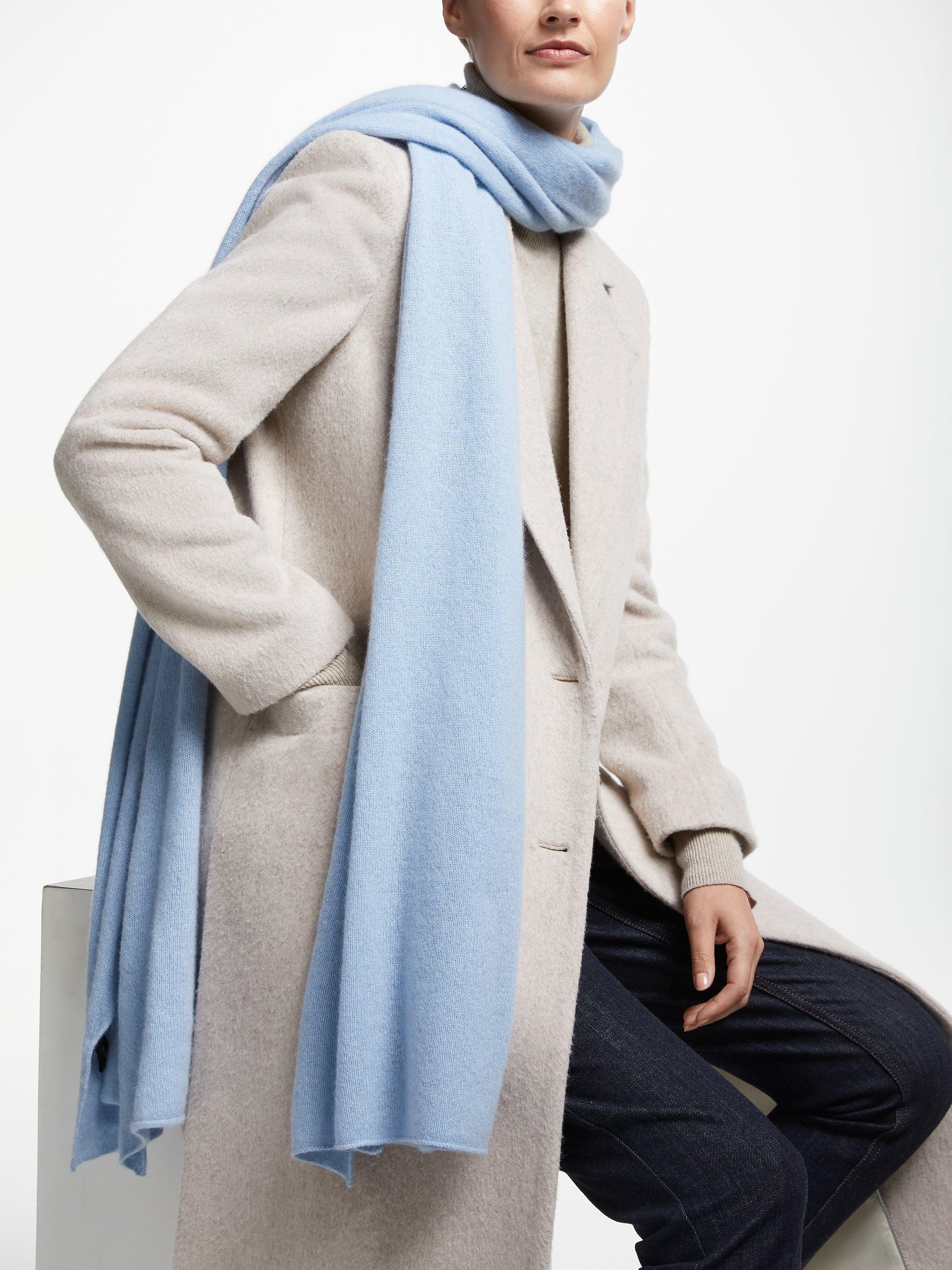 John Lewis Partners Cashmere Travel Wrap Light Blue
