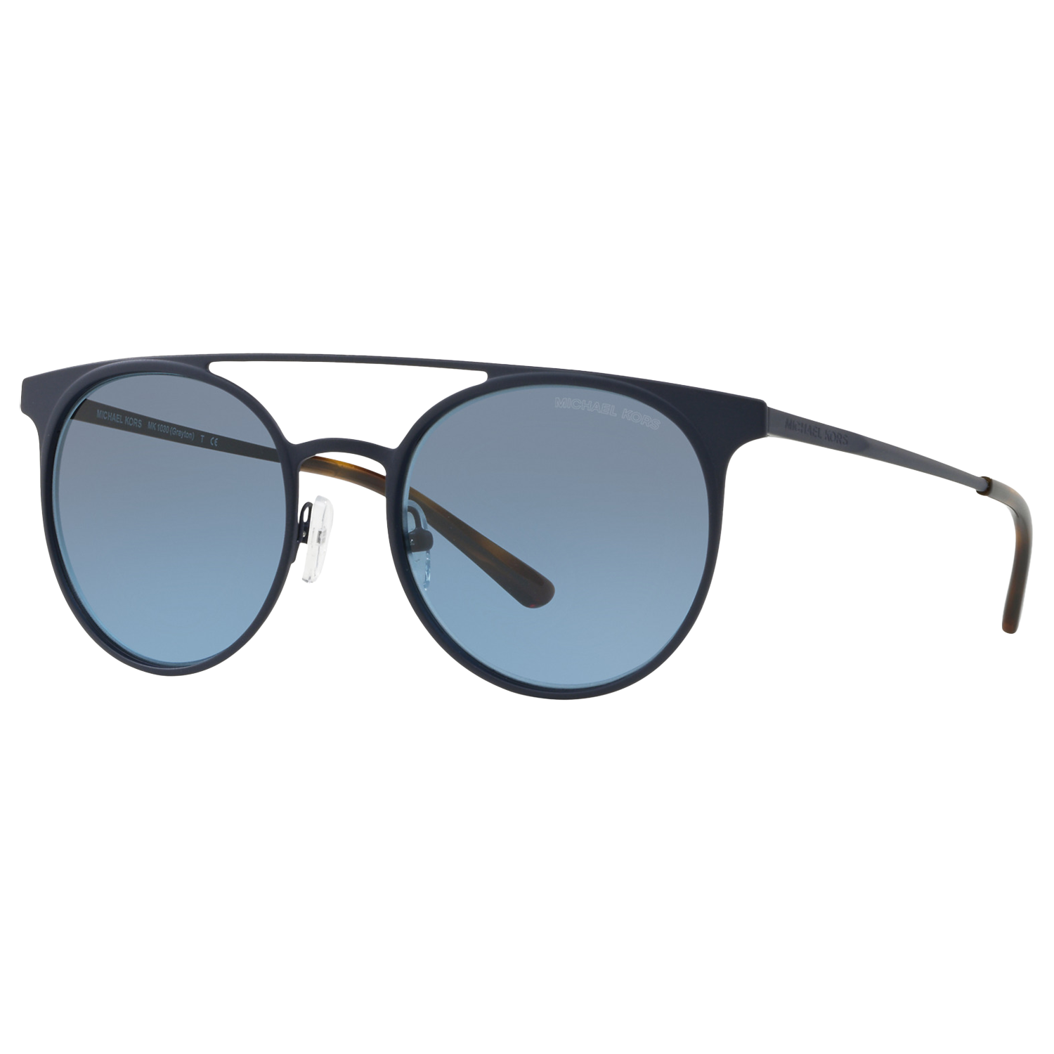 Product image 1 of 11, which shows Michael Kors MK1030 Women's Grayton Round Sunglasses, Matte Blue