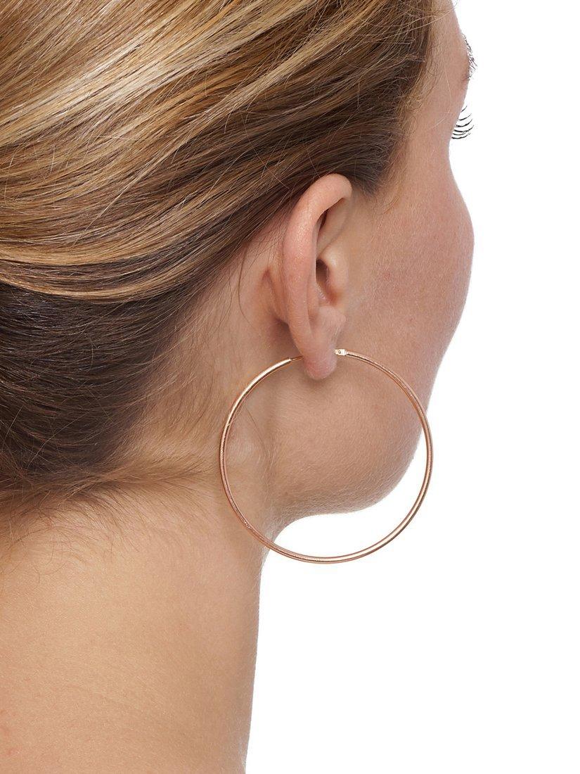 Product image 2 of 3, which shows The Hoop Station La Chica Latina Medium Hoop Earrings, Rose Gold