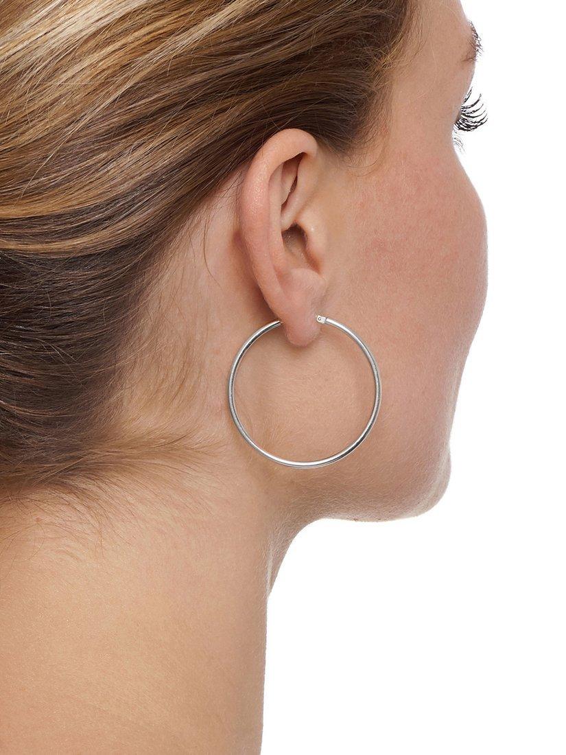 Product image 2 of 3, which shows The Hoop Station La Chica Latina Small Hoop Earrings, Silver