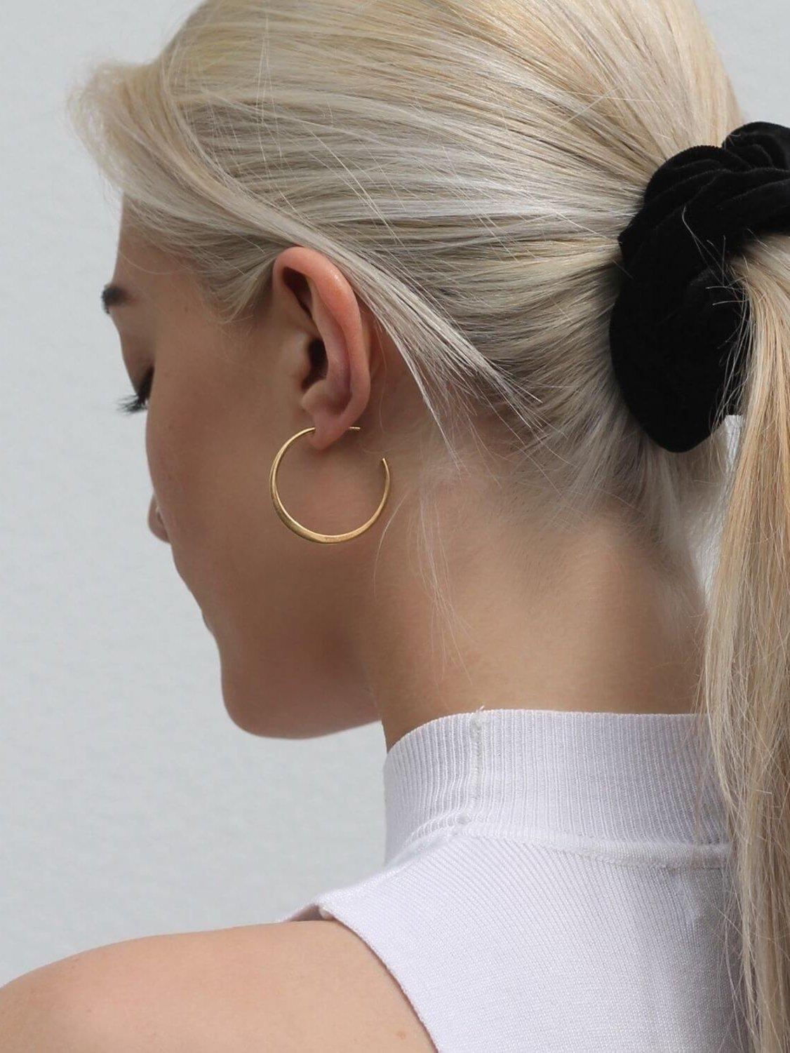 Product image 4 of 4, which shows The Hoop Station La Graduata Hoop Earrings, Gold