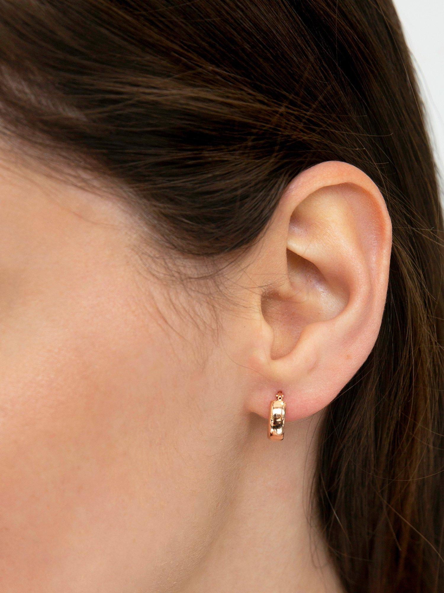 Product image 2 of 4, which shows The Hoop Station La Elba Huggie Small Hoop Earrings, Rose Gold