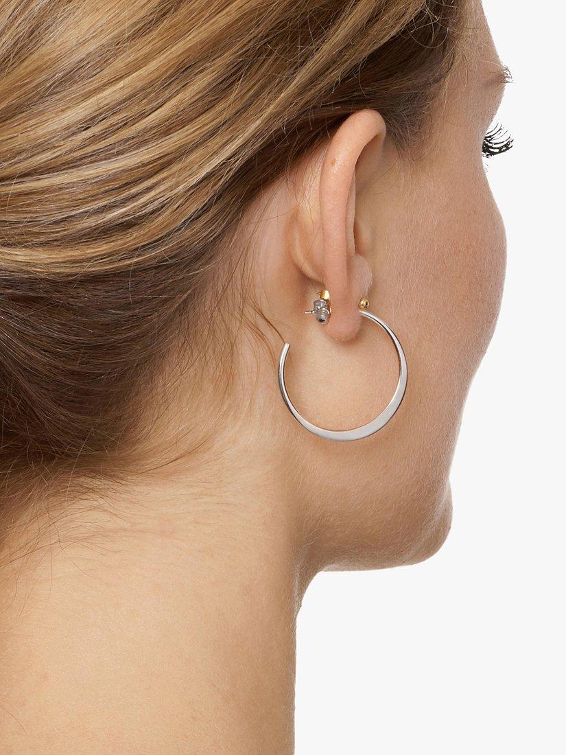 Product image 2 of 3, which shows The Hoop Station La Graduata Hoop Earrings, Silver