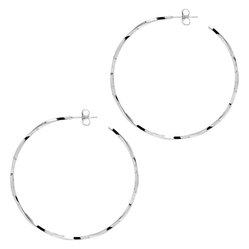 Product image 1 of 4, which shows The Hoop Station La Lago Di Como Medium Hoop Earrings, Silver