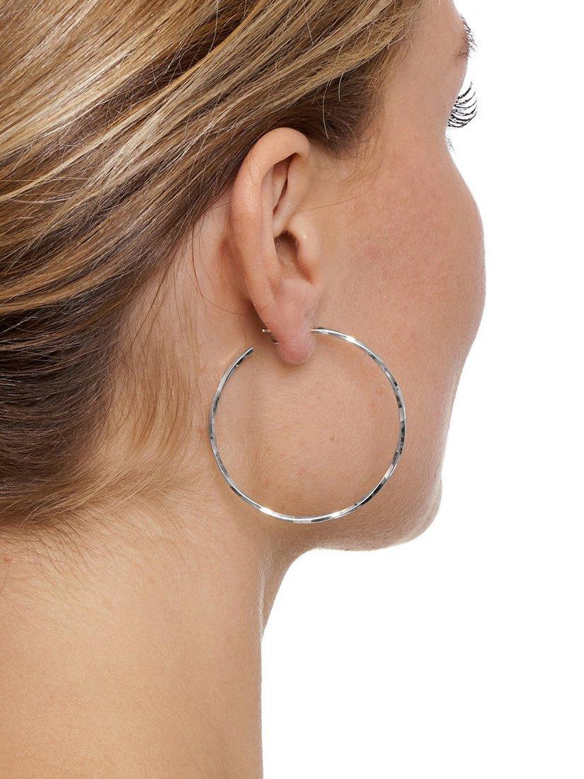 Product image 3 of 4, which shows The Hoop Station La Lago Di Como Medium Hoop Earrings, Silver