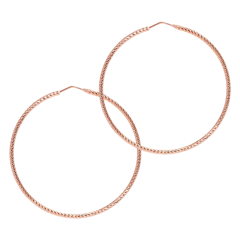 Product image 1 of 4, which shows The Hoop Station La Roma Diamond Cut Large Hoop Earrings, Rose Gold