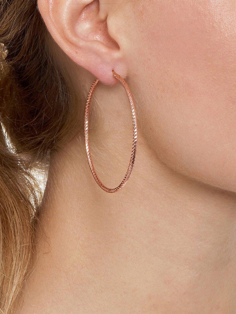 Product image 2 of 4, which shows The Hoop Station La Roma Diamond Cut Large Hoop Earrings, Rose Gold