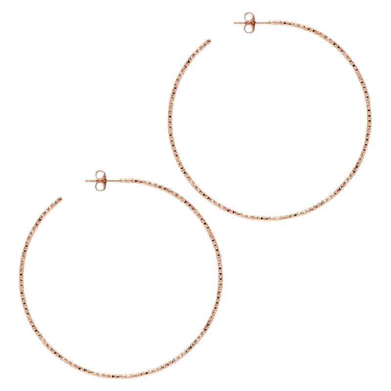 The Hoop Station La Sardegna Large Sparkling Chiselled Hoop Earrings, Rose Gold