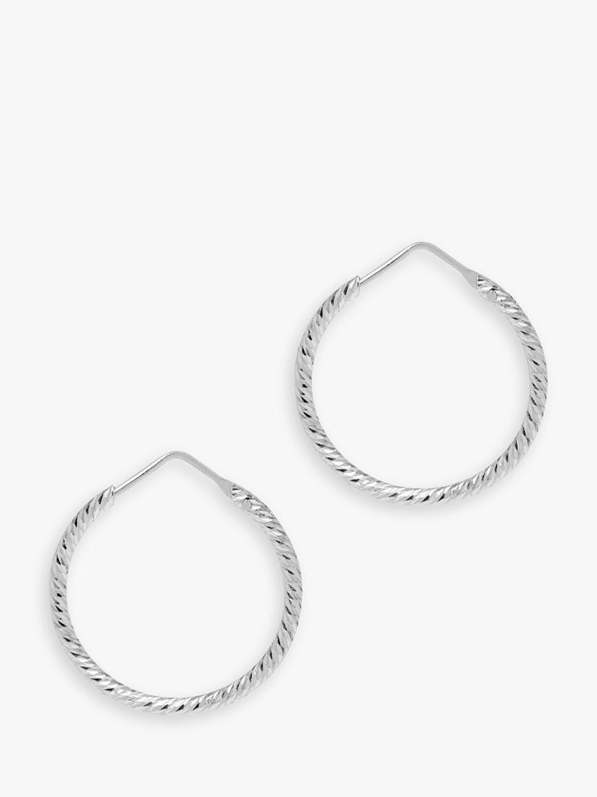 Product image 1 of 3, which shows The Hoop Station La Roma Diamond Cut Sterling Silver Twist Extra Small Hoop Earrings, 2.4cm, Silver