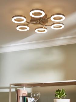 John Lewis Boyd 6 Arm Semi Flush Ceiling Light, Brass - view 2, Matt Nickel