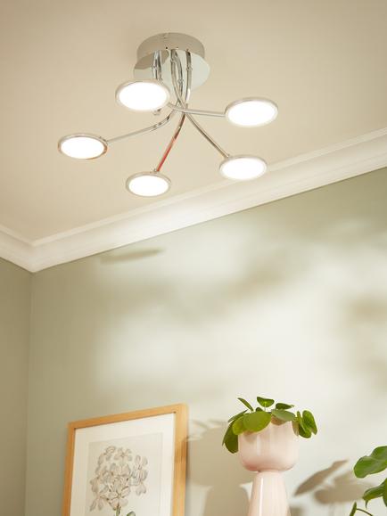 John Lewis Malmo LED Semi Flush Ceiling Light, Chrome - view 2, Chrome