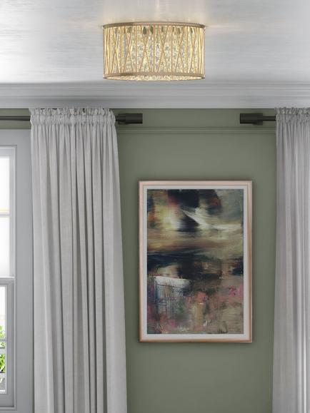 John Lewis Emilia Crystal Drum Flush Ceiling Light - view 2, Gold