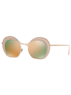Giorgio Armani AR607347 Women's Round Sunglasses, Gold