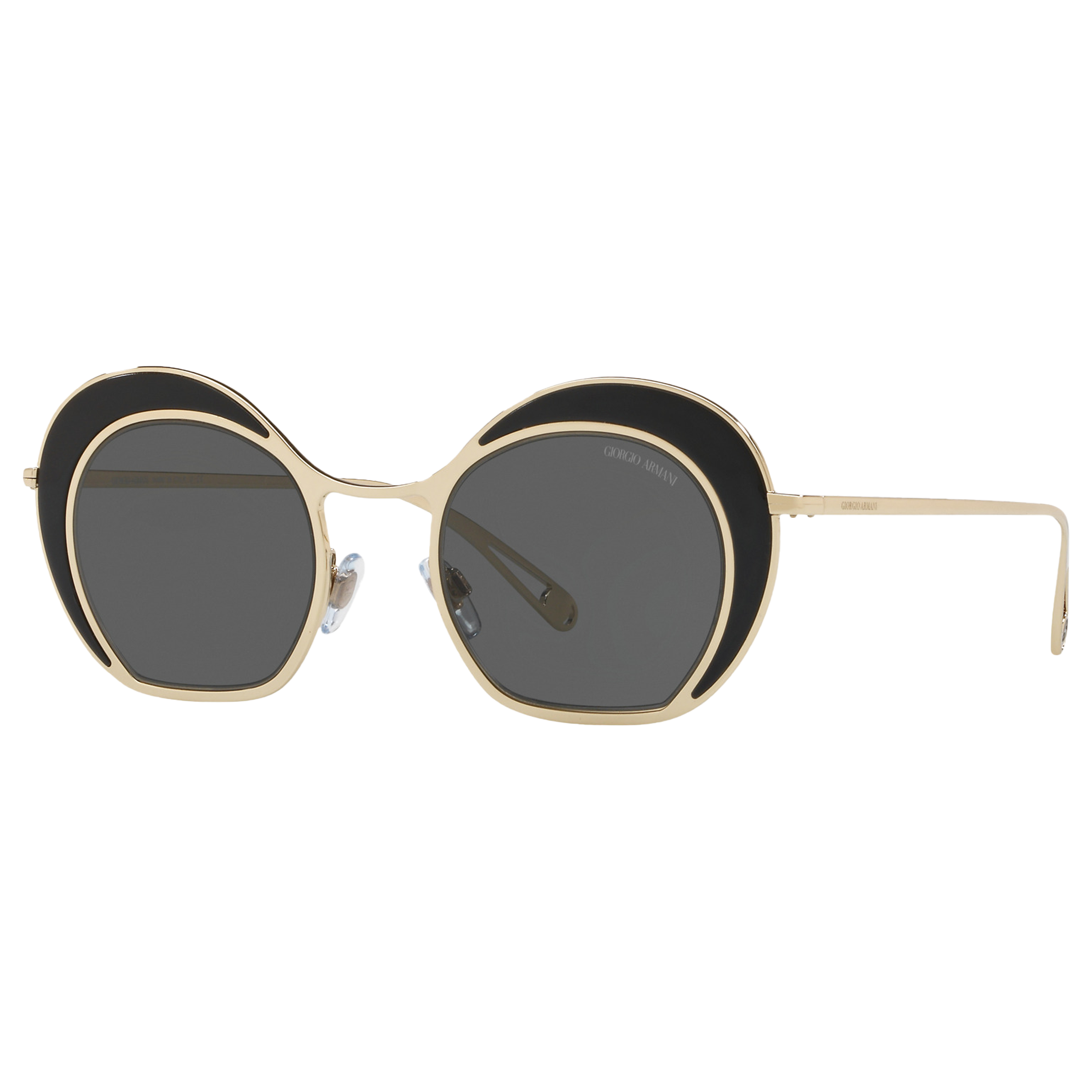 Product image 1 of 11, which shows Giorgio Armani AR607347 Women's Round Sunglasses, Black/Gold