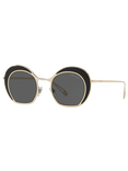 Giorgio Armani AR607347 Women's Round Sunglasses, Black/Gold
