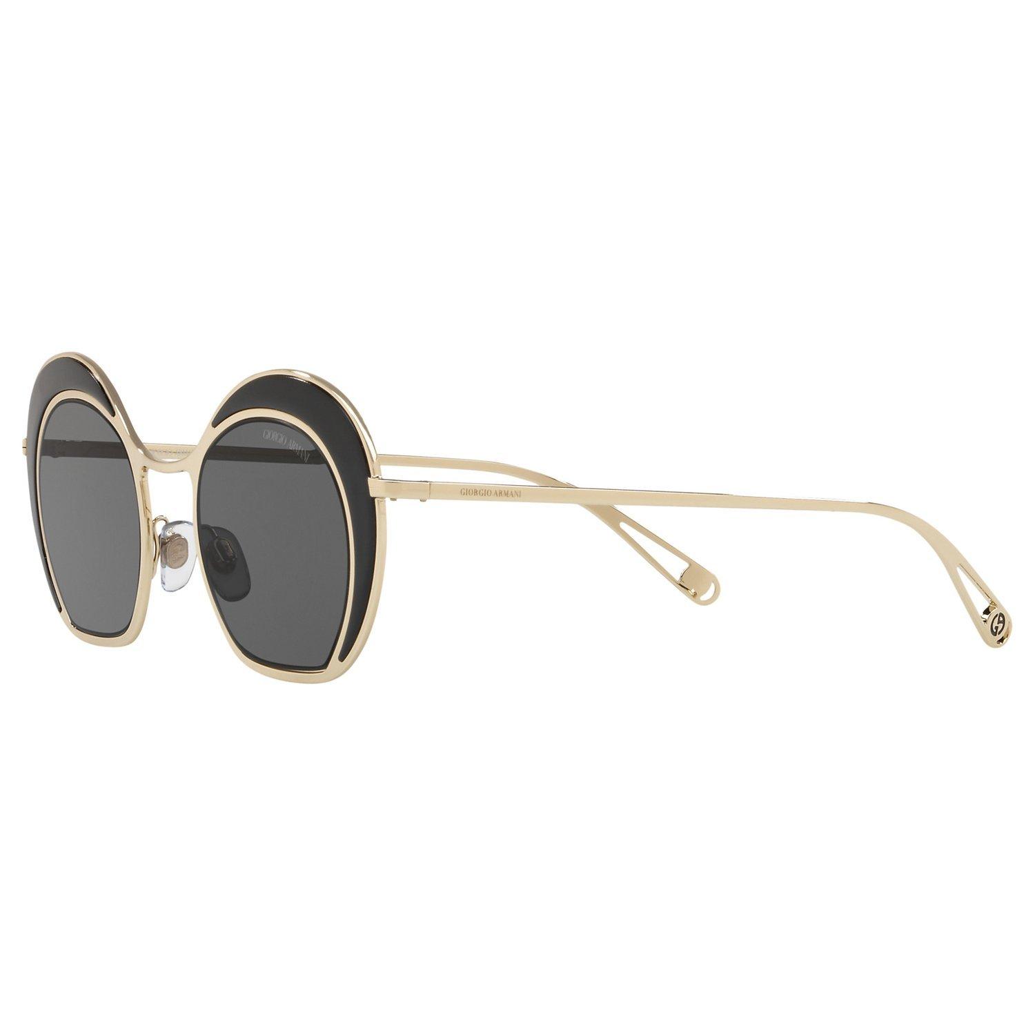 Product image 2 of 11, which shows Giorgio Armani AR607347 Women's Round Sunglasses, Black/Gold