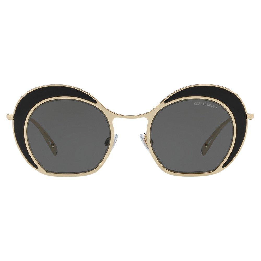 Product image 3 of 11, which shows Giorgio Armani AR607347 Women's Round Sunglasses, Black/Gold