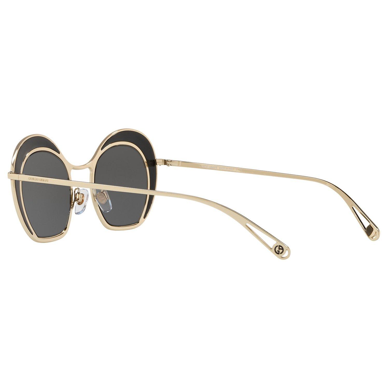 Product image 5 of 11, which shows Giorgio Armani AR607347 Women's Round Sunglasses, Black/Gold