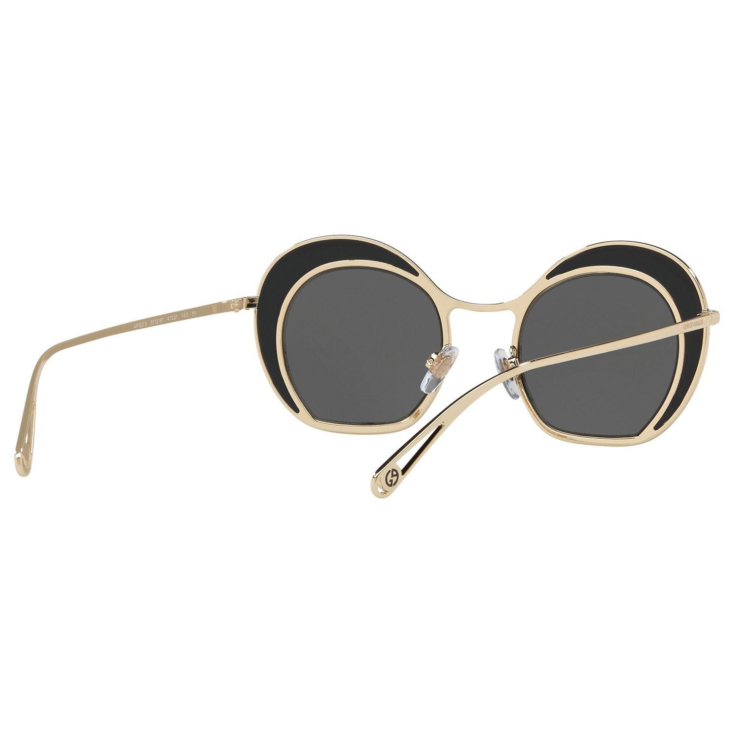 Product image 8 of 11, which shows Giorgio Armani AR607347 Women's Round Sunglasses, Black/Gold