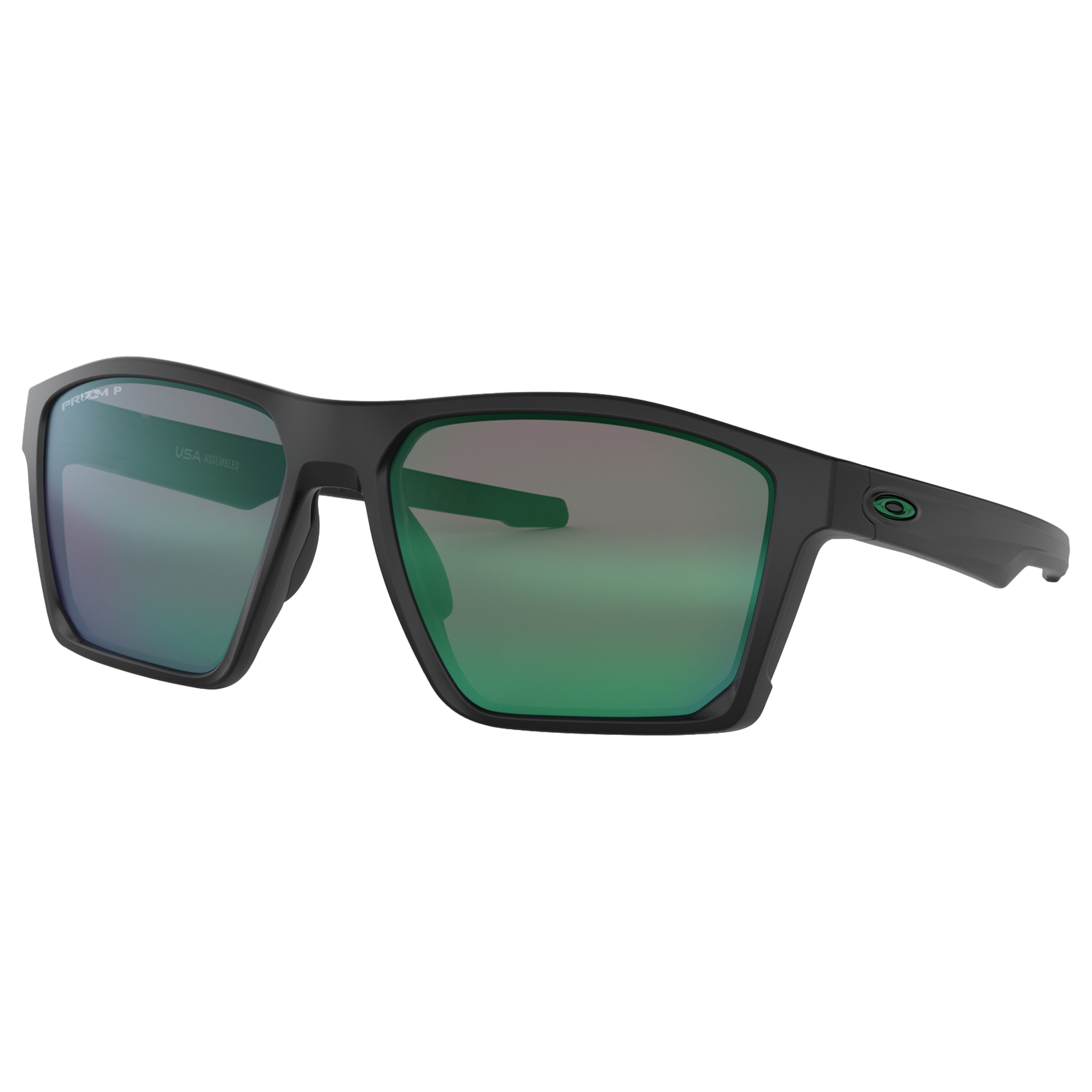Oakley OO9397 Men's Targetline Prizm Polarised Square Sunglasses, Black/Green