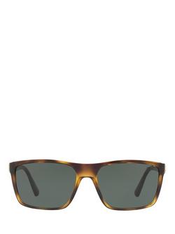 Polo Ralph Lauren PH4133 Men's Polarised Rectangular Sunglasses - view 2, Tortoise/Green