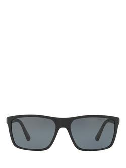 Polo Ralph Lauren PH4133 Men's Polarised Rectangular Sunglasses - view 2, Black/Grey