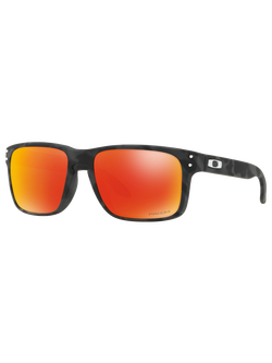 Oakley OO9102 Men's Holbrook Prizm Square Sunglasses, Black/Orange