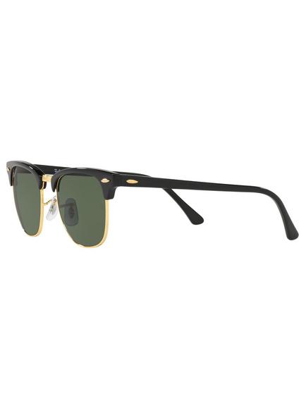 Ray-Ban RB3016 Men's Polarised Clubmaster Sunglasses - view 2, Black/Green