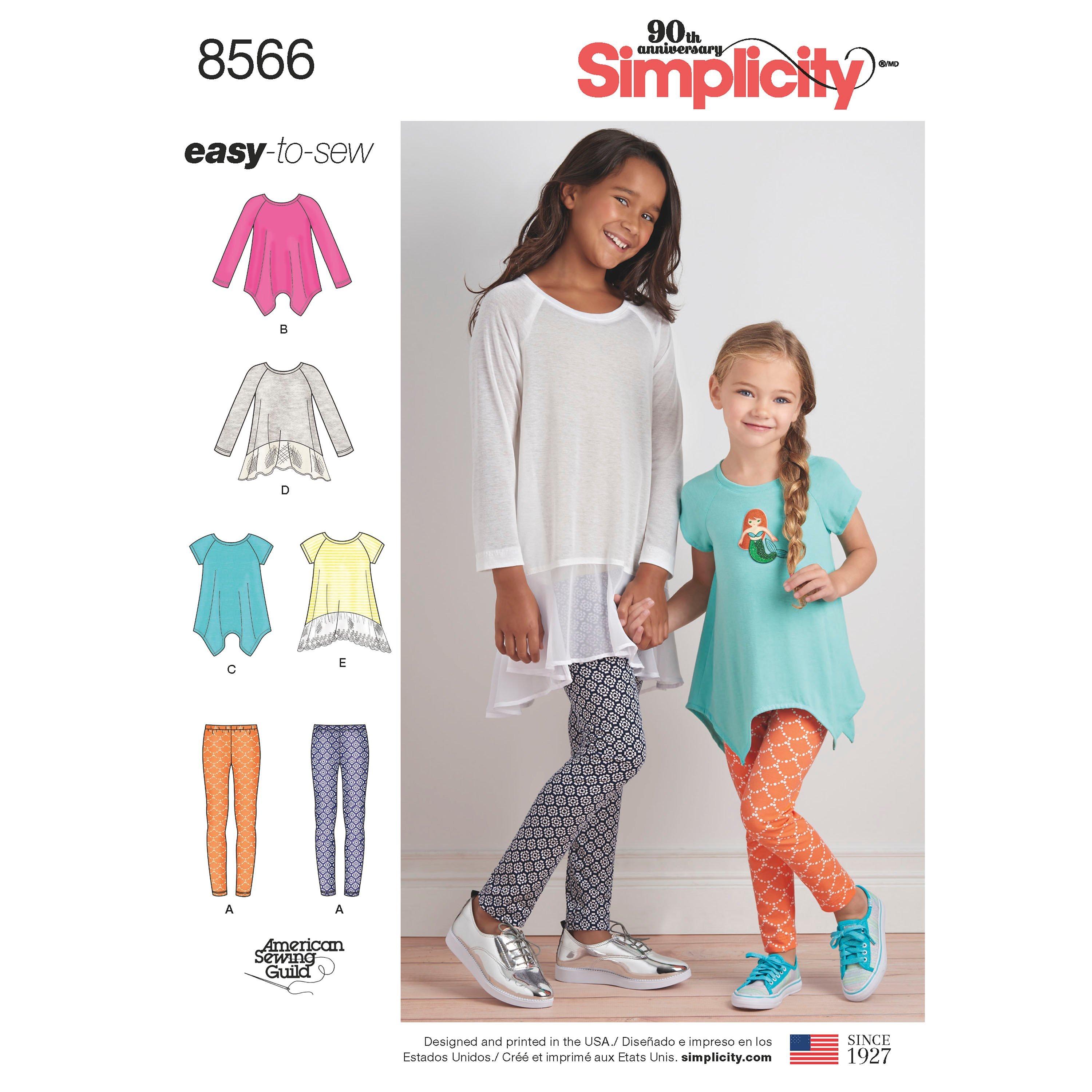 Simplicity Children s Easy To Sew Tunic and Leggings Sewing Pattern 8556