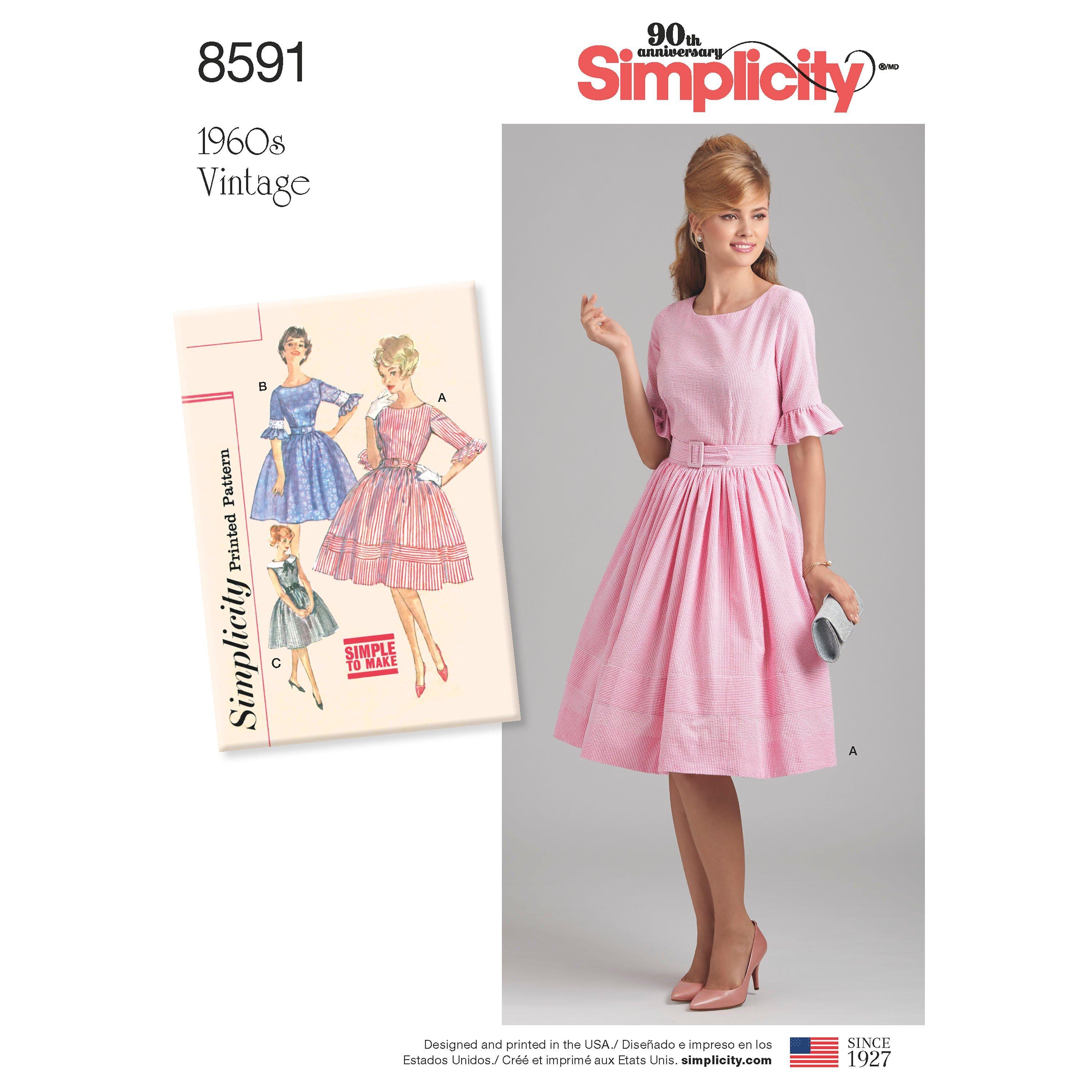 Simplicity Women's Vintage Dress Sewing Pattern, 8591