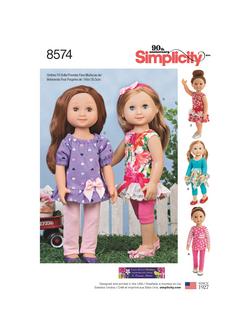 Simplicity Doll Clothing Sewing Pattern, 8574, 