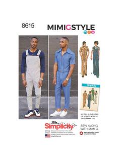 Simplicity Mimi G Style Men's Vintage Jumpsuit and Overalls Sewing Pattern, 8615, BB