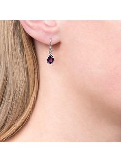 E.W Adams 9ct White Gold Teardrop Drop Earrings - view 2, Amethyst