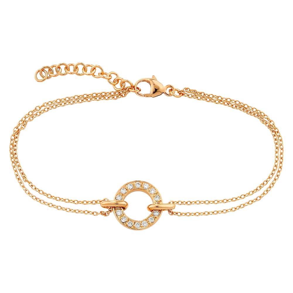Product image 1 of 3, which shows London Road 9ct Gold Diamond Circle Charm Meridian Bracelet, Rose Gold