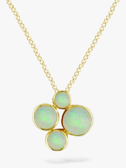E.W Adams 9ct Yellow Gold 4 Stone Pendant Necklace, Opal, Opal